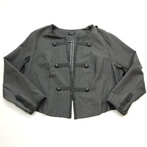 Torrid‎ Jacket Women 3 Gray Long Sleeve Military Inspired Cropped Ponte Stretch